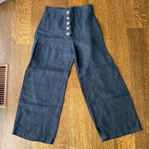 Bug clothing navy linen wide leg high waisted Magda pants